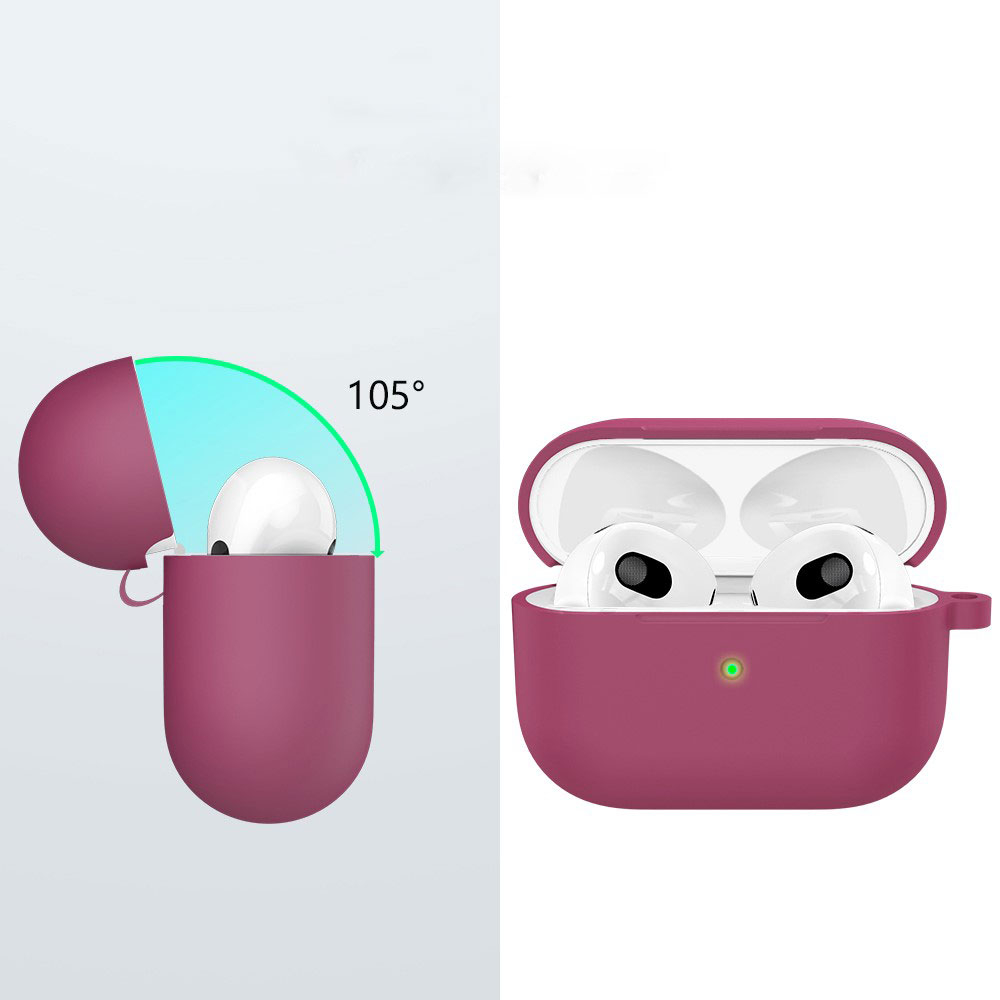 AirPods (3. Generation) Silikon Schutzhülle Abdeckung mit Karabinerhaken - Berry