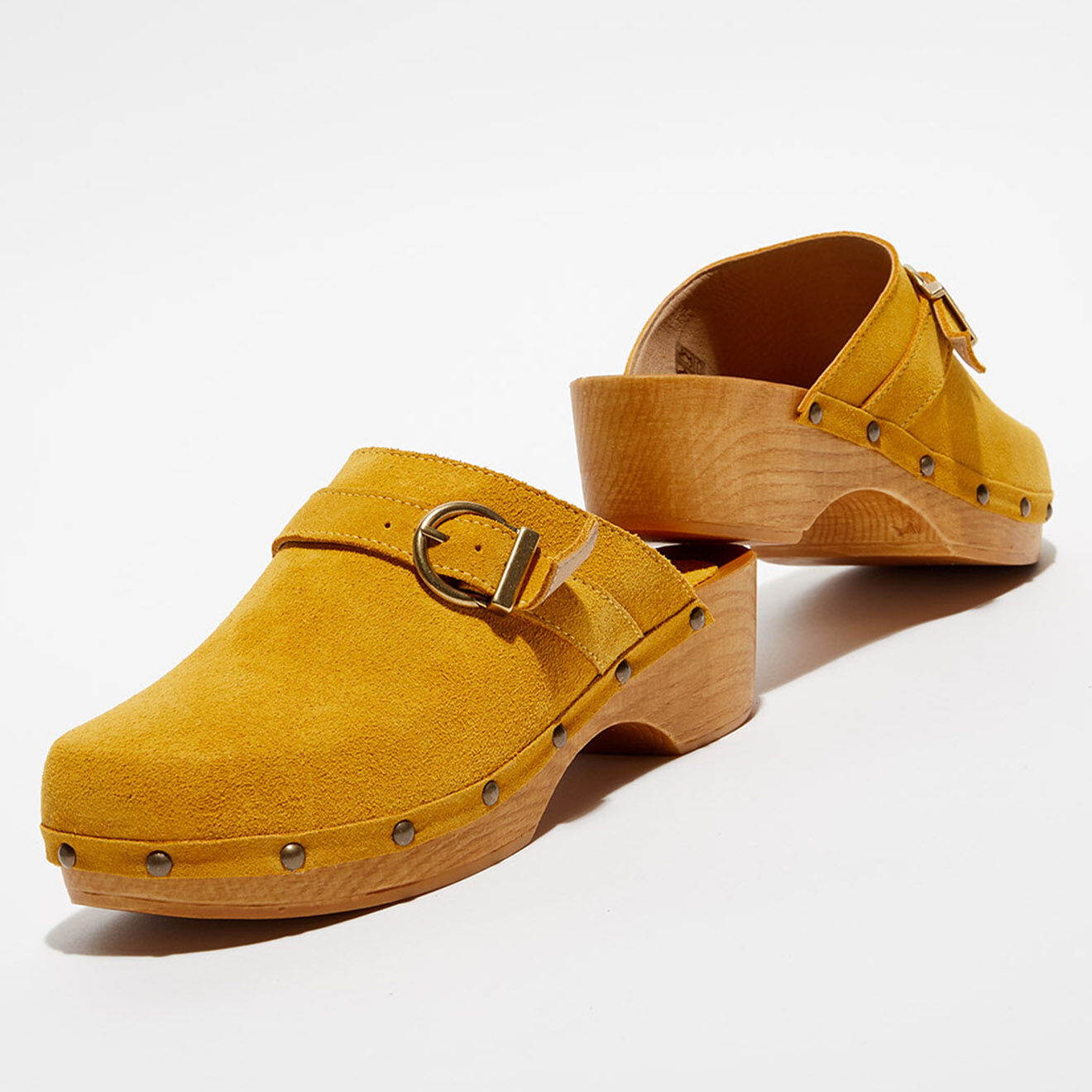 Apologie Studio Sabots en Velours de Cuir Léa miel - Talon 5 cm