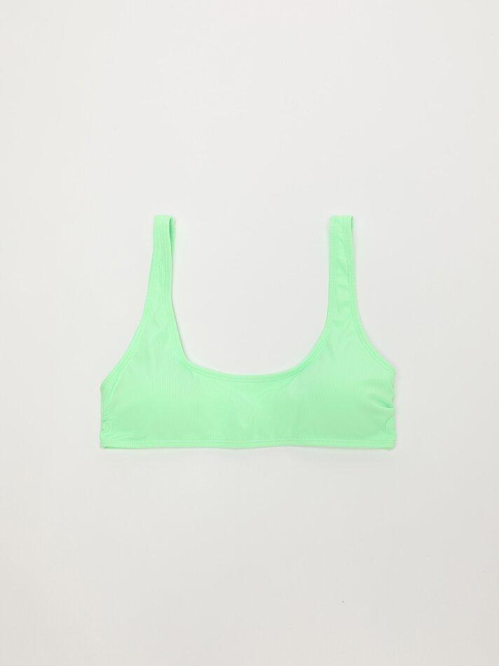 Top de biquíni canelado - Verde Maçã