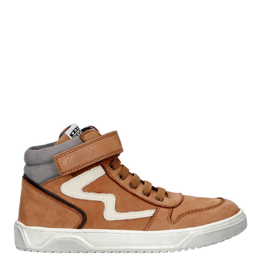 Develab leren sneakers cognac