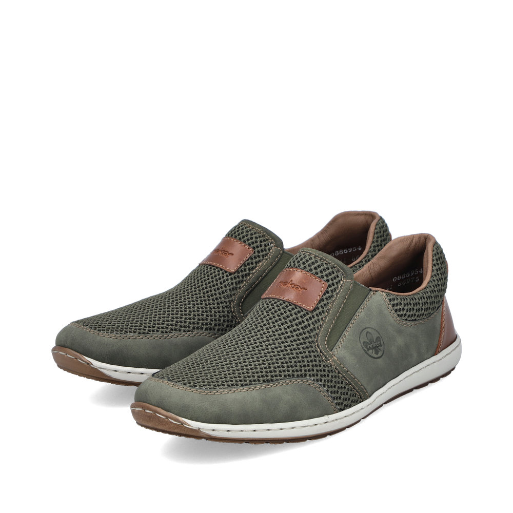 Rieker Herren-Slipper Moor-Grün-Weiß