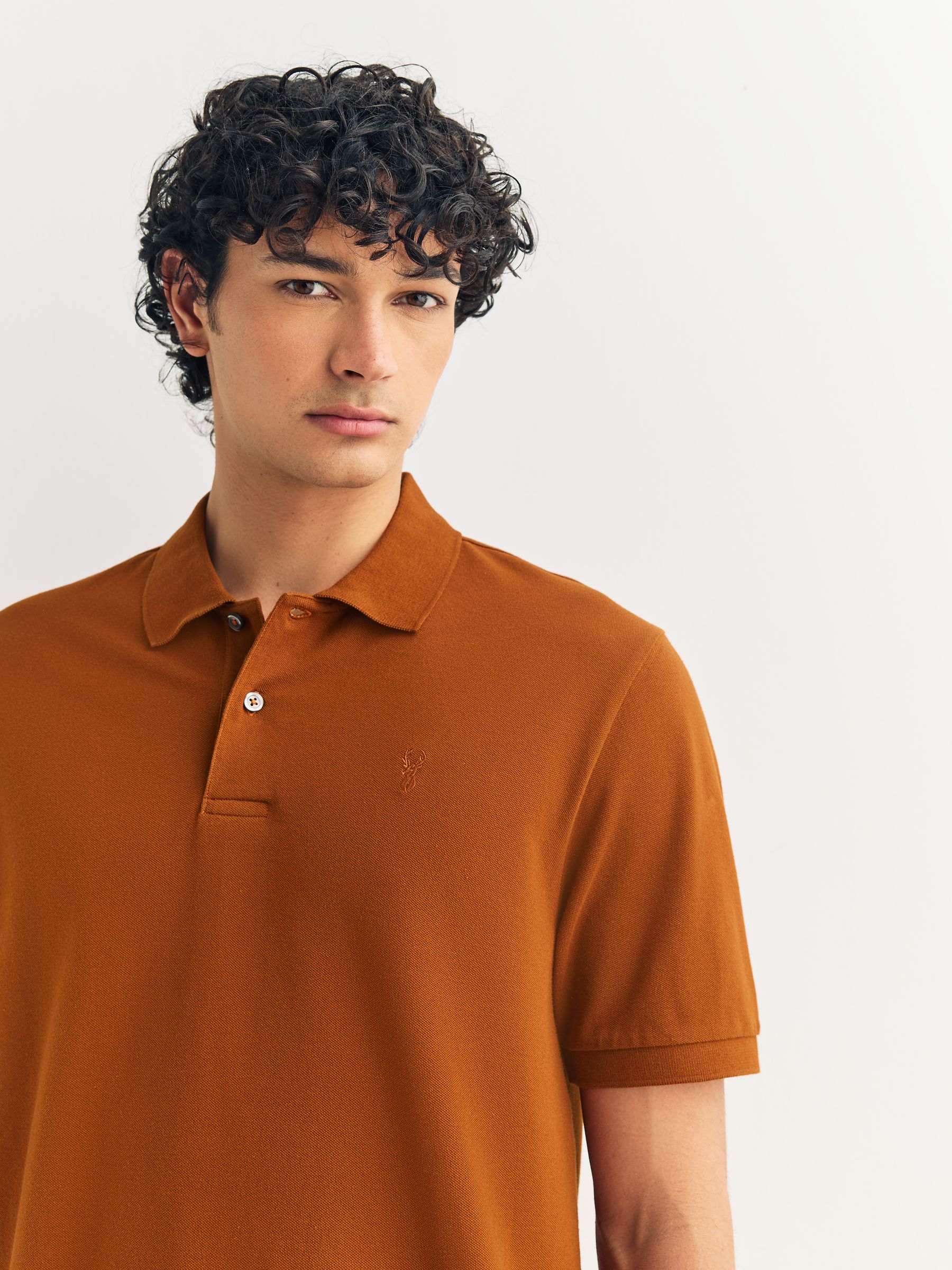 Barnsteenoranje - Normale Pasvorm - Long-Sleeve Pique Polo Shirt