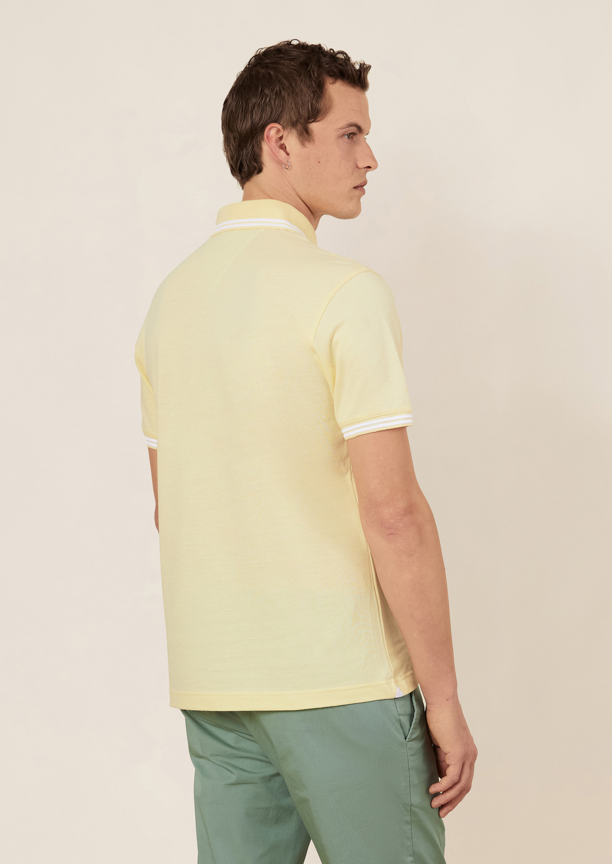 Polo manches courtes Slim en coton uni jaune