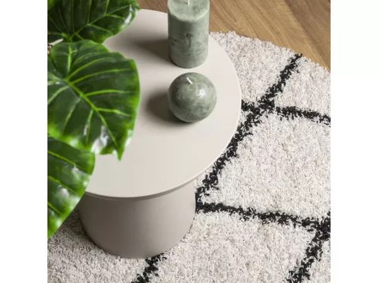 Tapis shaggy à poils longs moderne crème et noir ø 80 cm