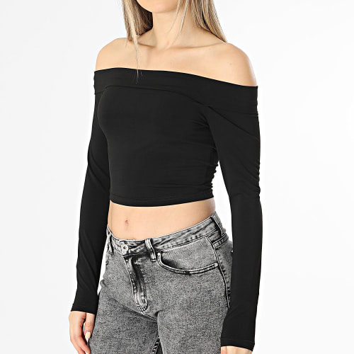 Top Manches Longues Crop Femme Fano Noir
