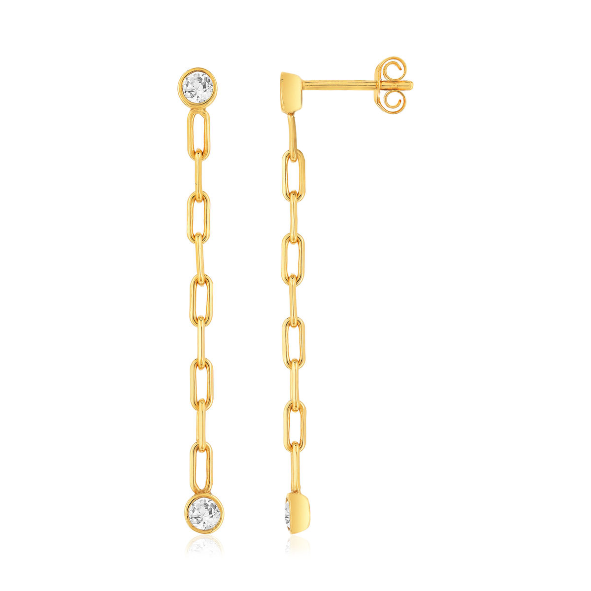 Boucles d'oreilles plaqué or maille trombone zirconias