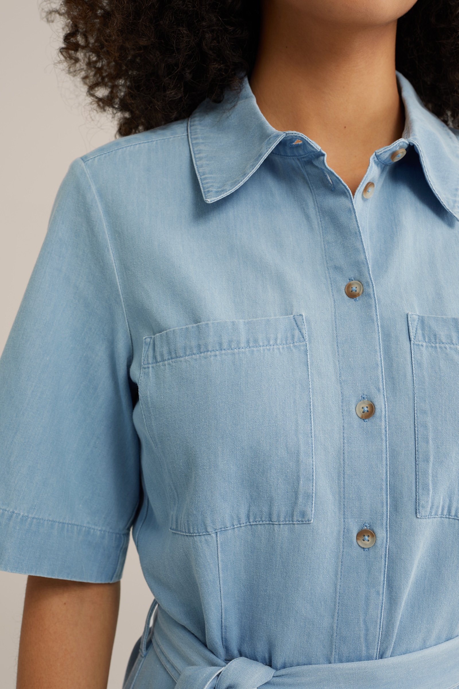 Denimlook jurk WE Fashion Lichtblauw