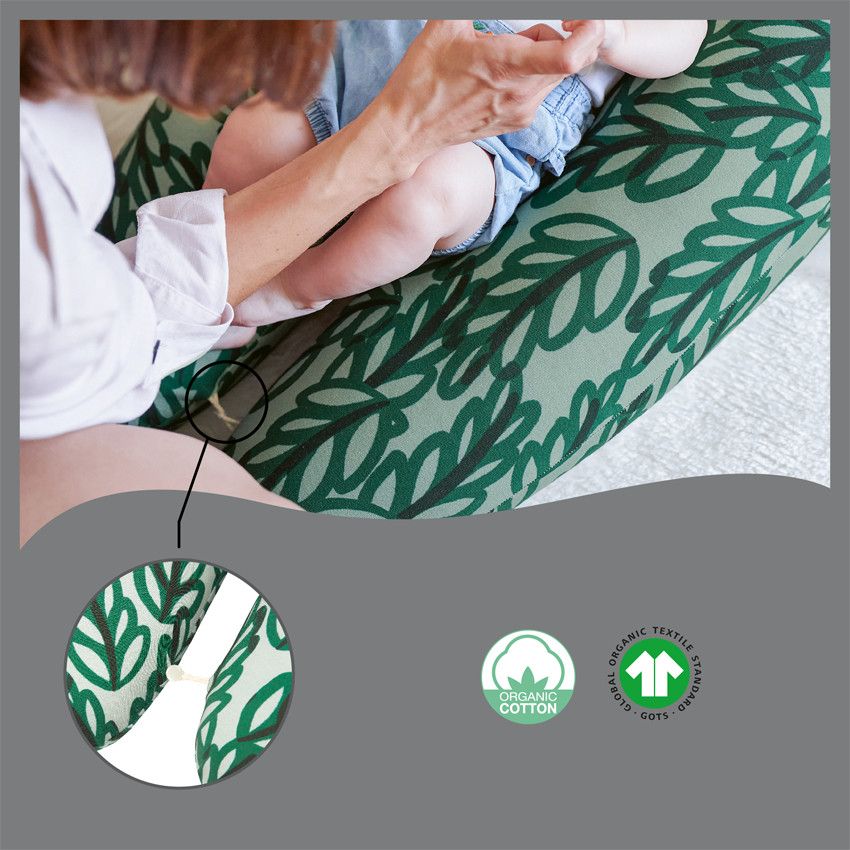Coussin de grossesse B.Love - Végétal vert - Ecru