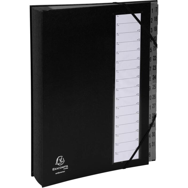Trieur rigide Ordonator numerique dos extensible 32 compartiments 1 à 32 - Noir