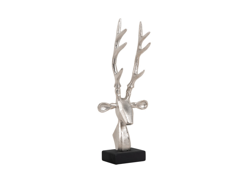 Statue Reindeer Head PT4155SI Brushed silver