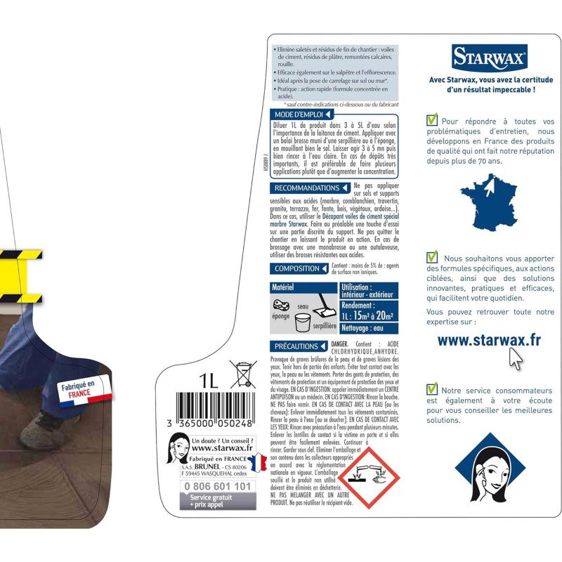 Décapant laitance de ciment - carrelage - 1L