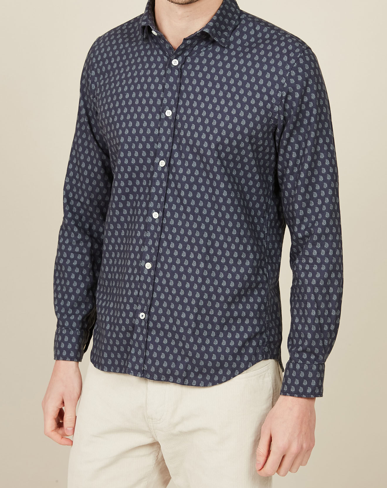 Hartford Chemise Slim en Flanelle de Coton Sammy imprimée marine/émeraude