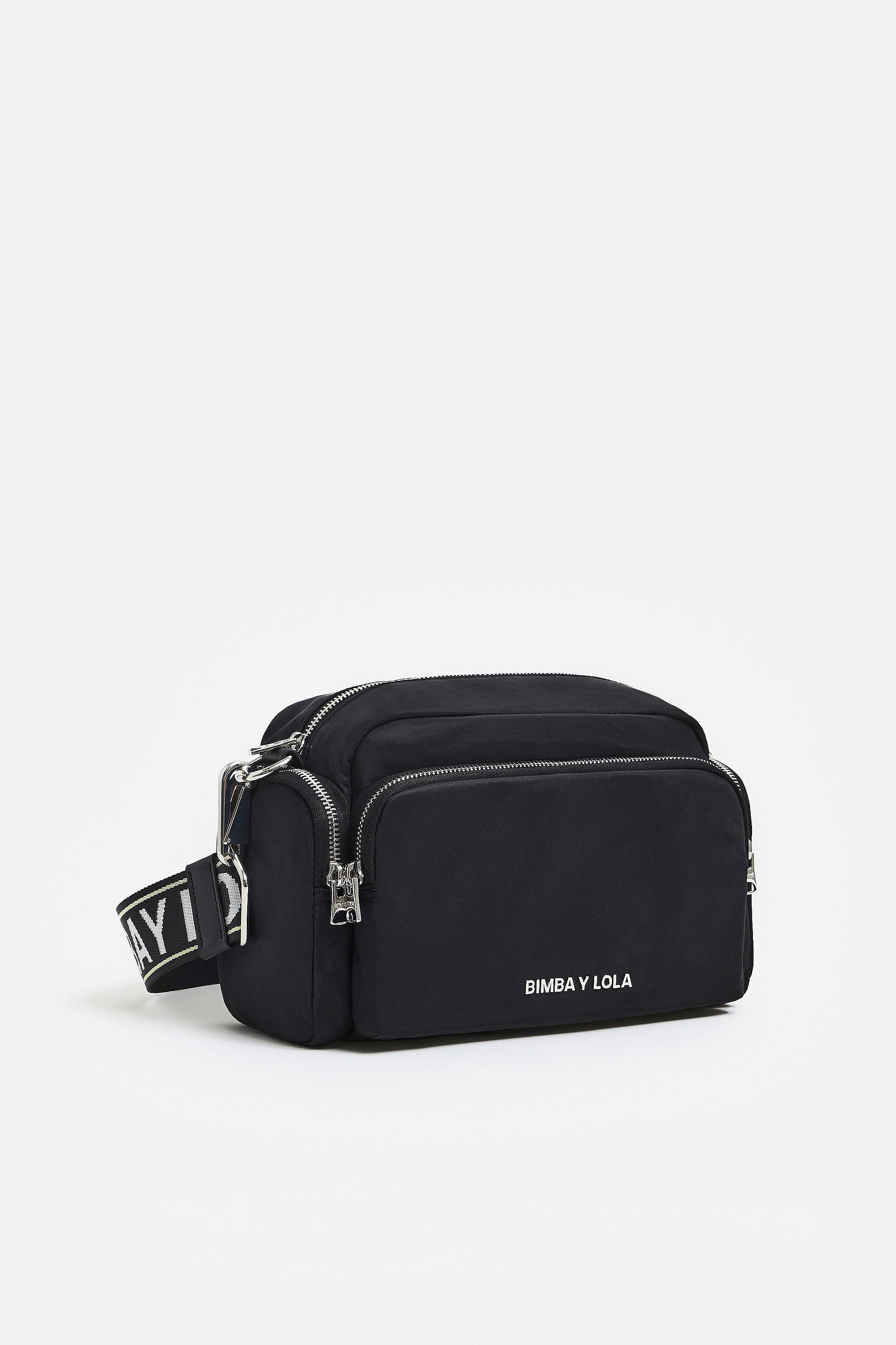 Bolsa de bolso média em náilon preto