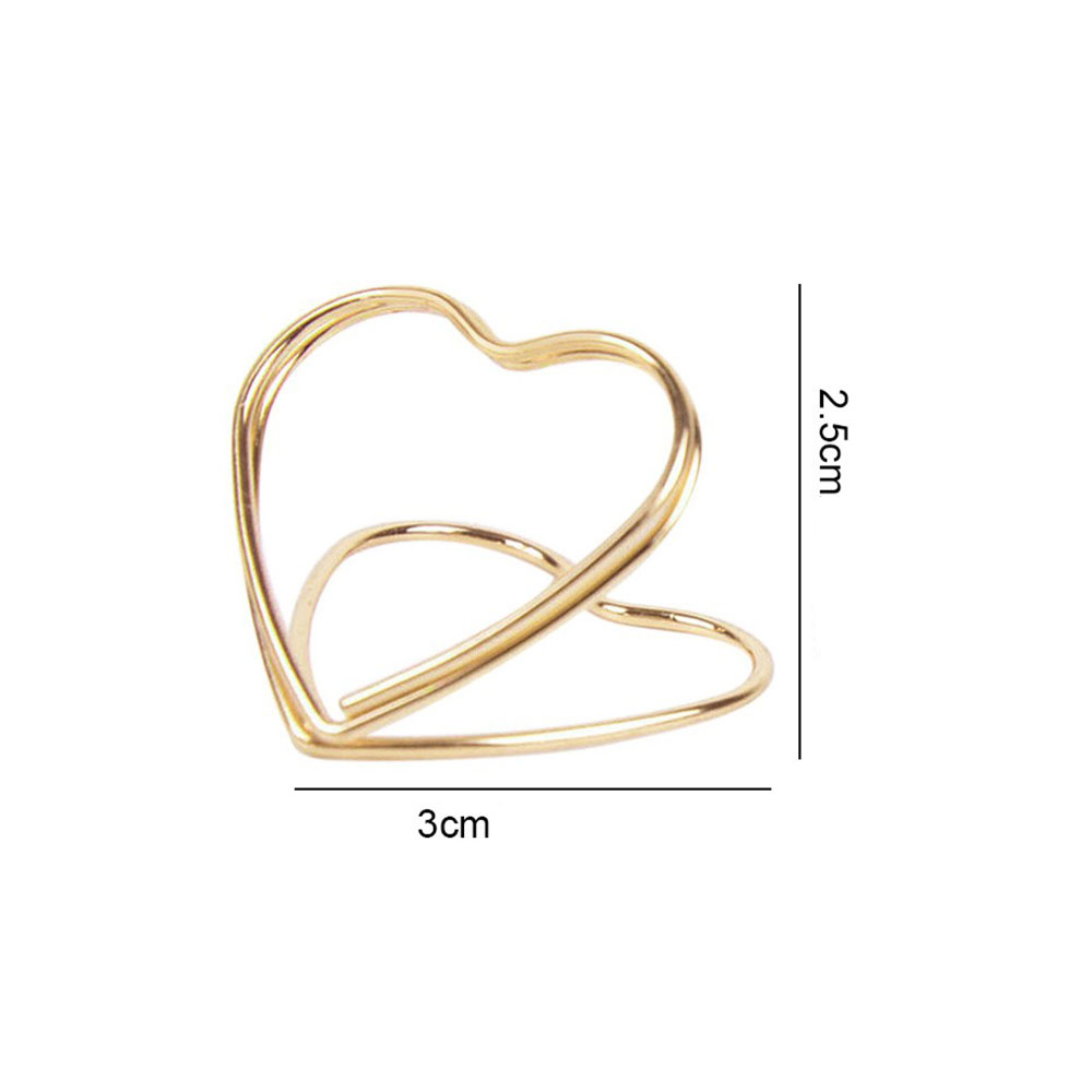 (10er Set) Metall Herz Tischkarten Halter Hochzeits Deko Namenskarten Sockel - Gold