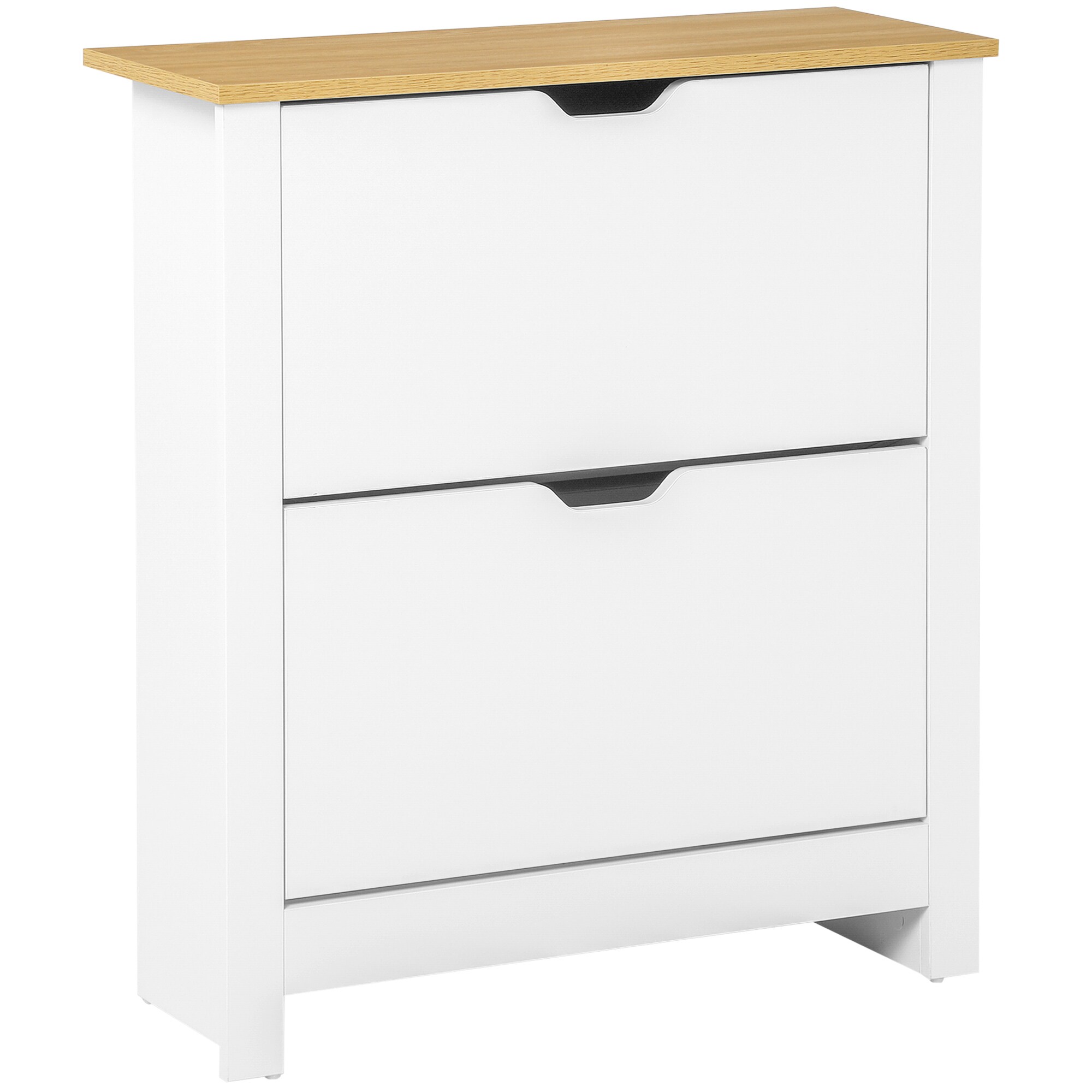 HOMCOM Schuhschrank mit Kippsicherung weiß, natur 72L x 26B x 80H cm