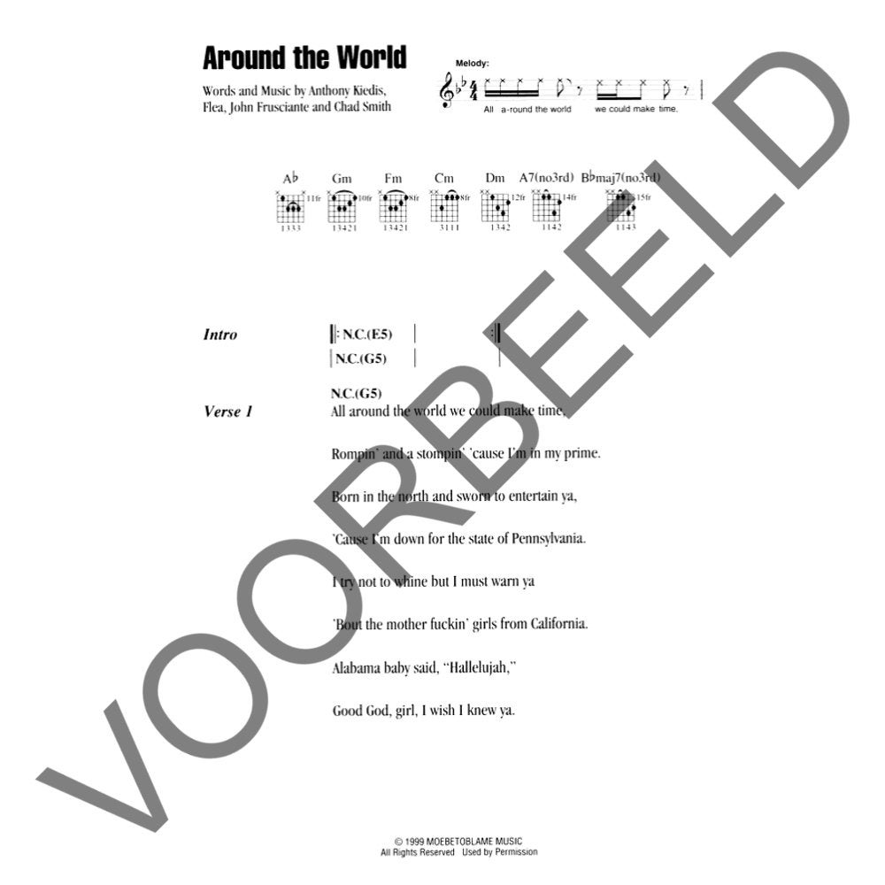 Hal Leonard Red Hot Chili Peppers Guitar Chord Songbook