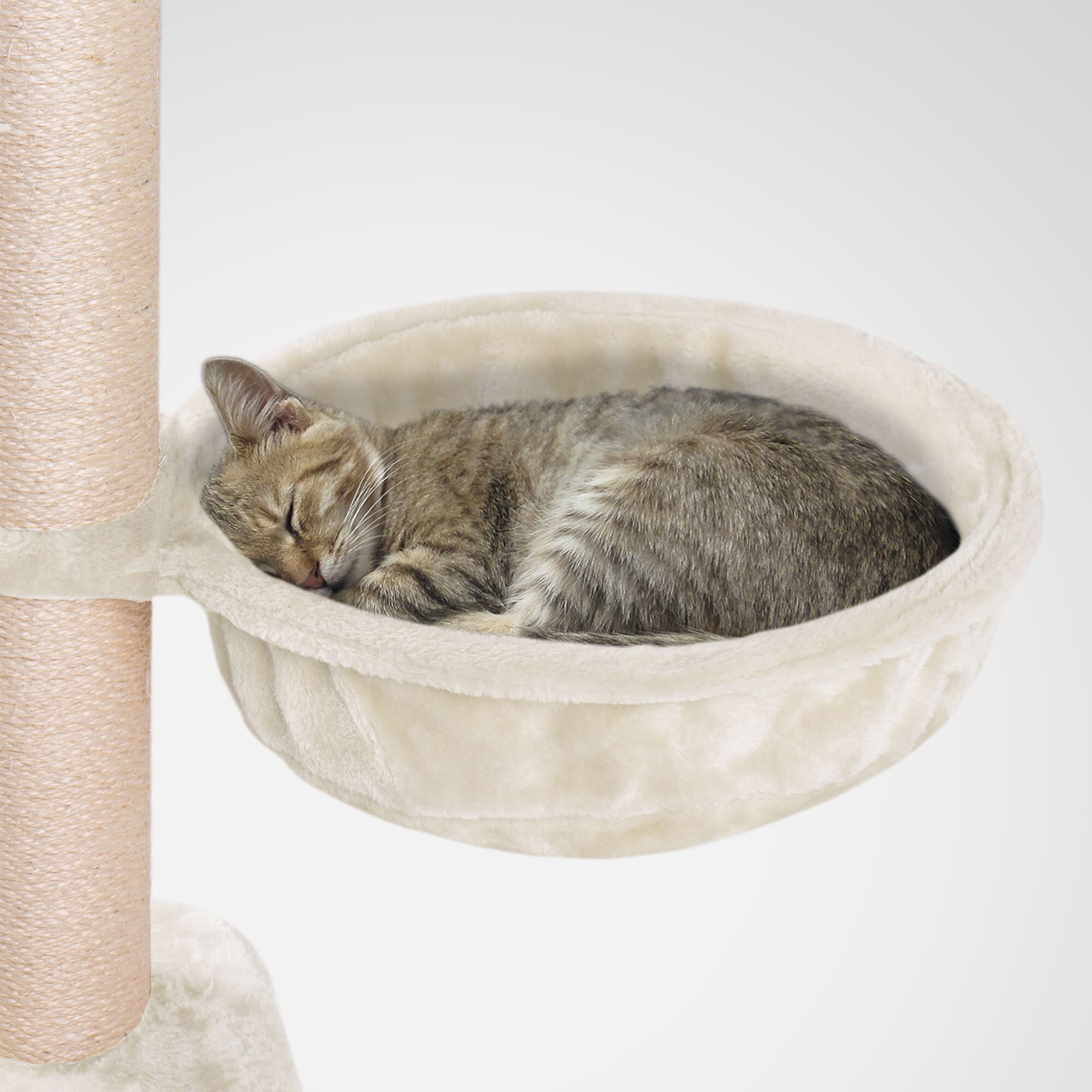 HAPPYPET Universal XL Liegemulde für Kratzbaum Ø 40cm, Große Schlafmulde, Stabiler Metallrahmen, 440g Plüsch, Ersatz-Liegemulde belastbar bis 15kg, Creme | Creme