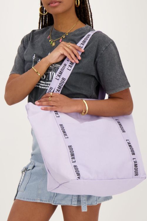 Lila shopper linnen l'amour