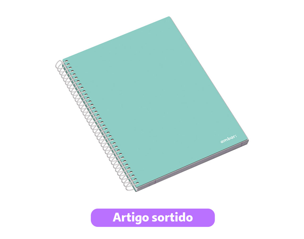 CADERNO ESPIRAL CAPA DURA A5 SCHOOL AMBAR QUADRICULADO 120 FOLHAS CORES SORTIDAS