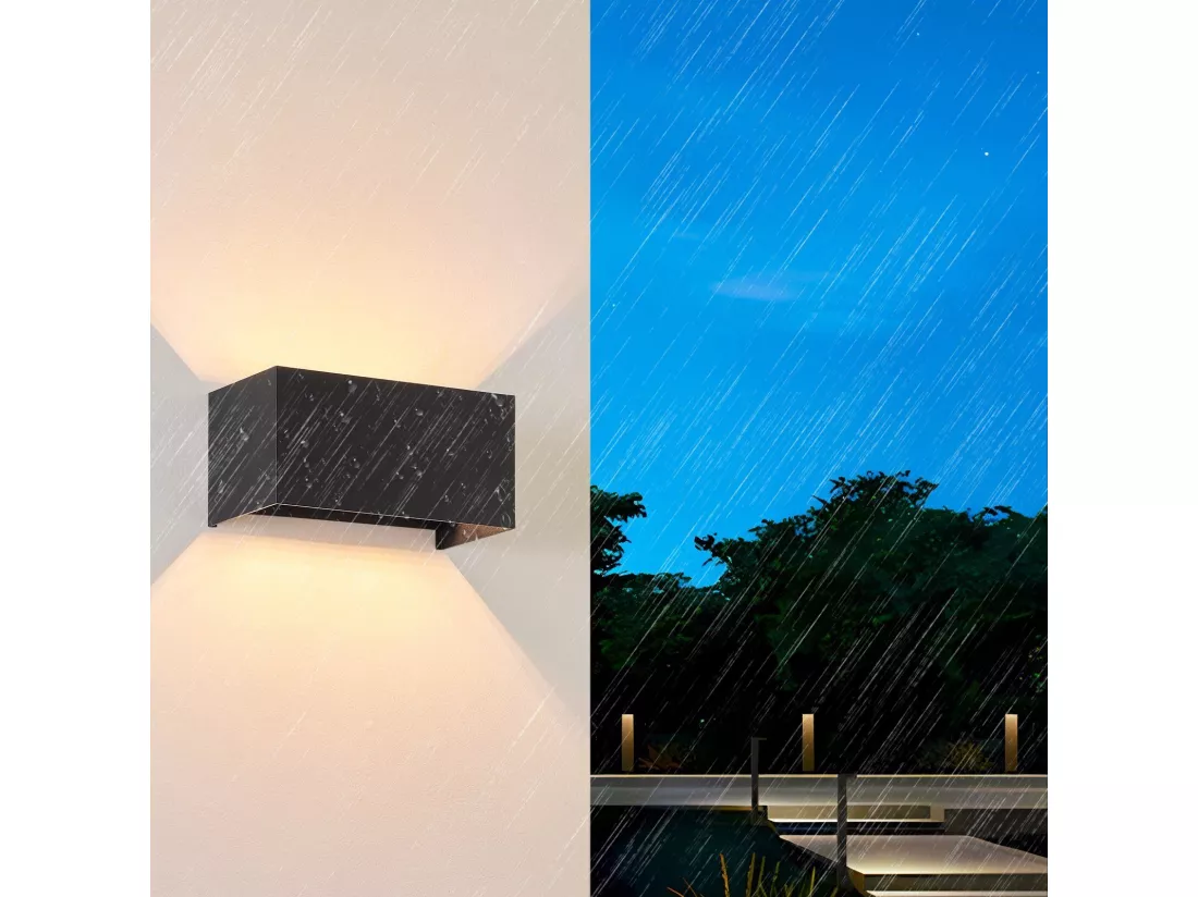 NETTLIFE 4 Lampes Murales Extérieures LED Noires, Éclairage Ascendant/Descendant, IP65, Lumière Blanche Chaude G9