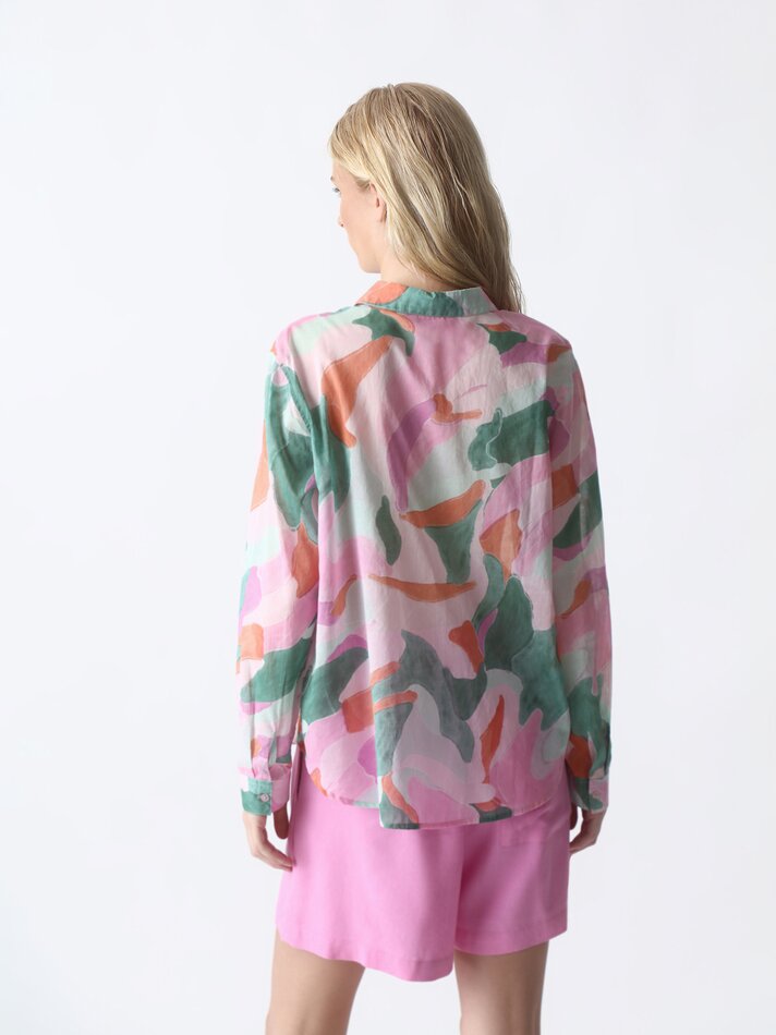 Camisa fluida de manga comprida - Verde Pastel
