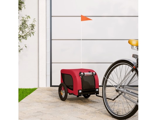 VIDAXL - Remorque de vélo pour chien rouge et noir tissu oxford et fe...