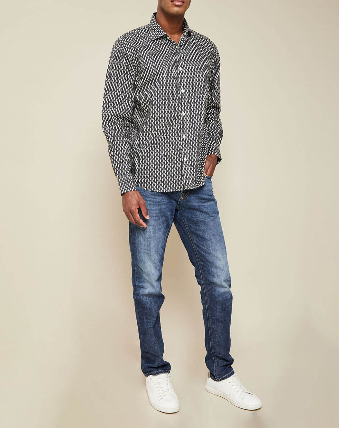 Hartford Chemise Regular Paul noir/blanc