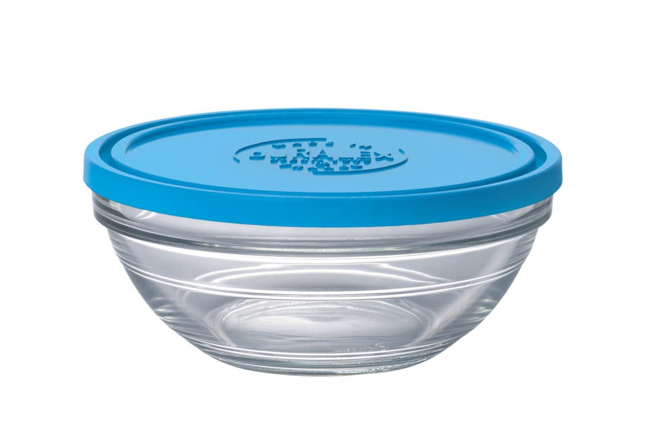 Freshbox - Set 5 Boites de conservation transparentes rondes avec Couvercle Bleu