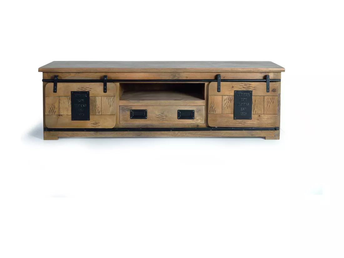 Meuble tv en manguier Marrón.Giner y Colomer.55x50x180
