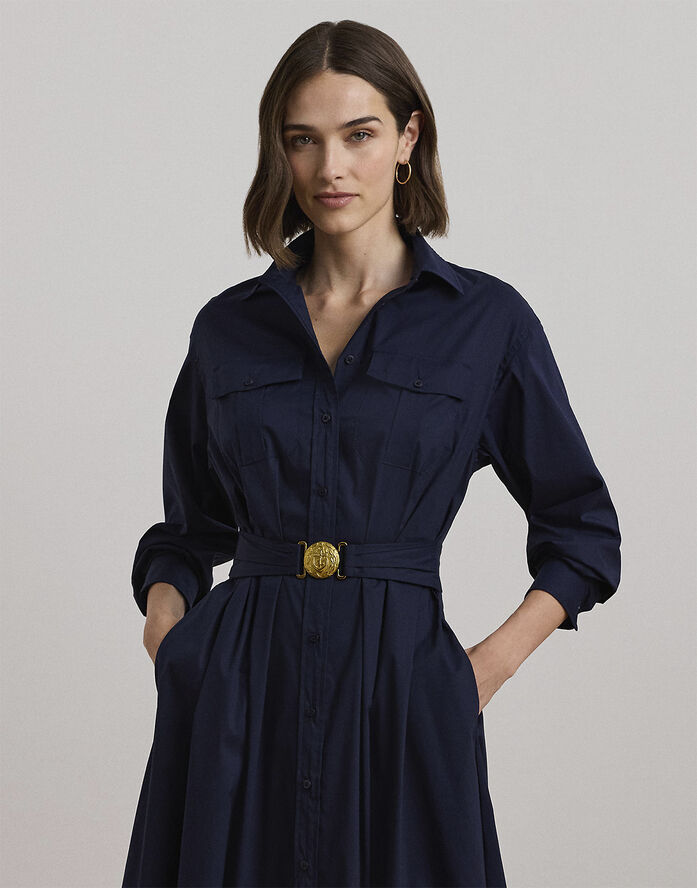 Lauren Ralph Lauren SILKY STRTCH COTTON-DRESS W/ BELT Lauren navy