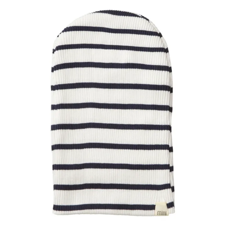 Minimalisma Bonnet Rayé en Soie Bambi | Bleu marine