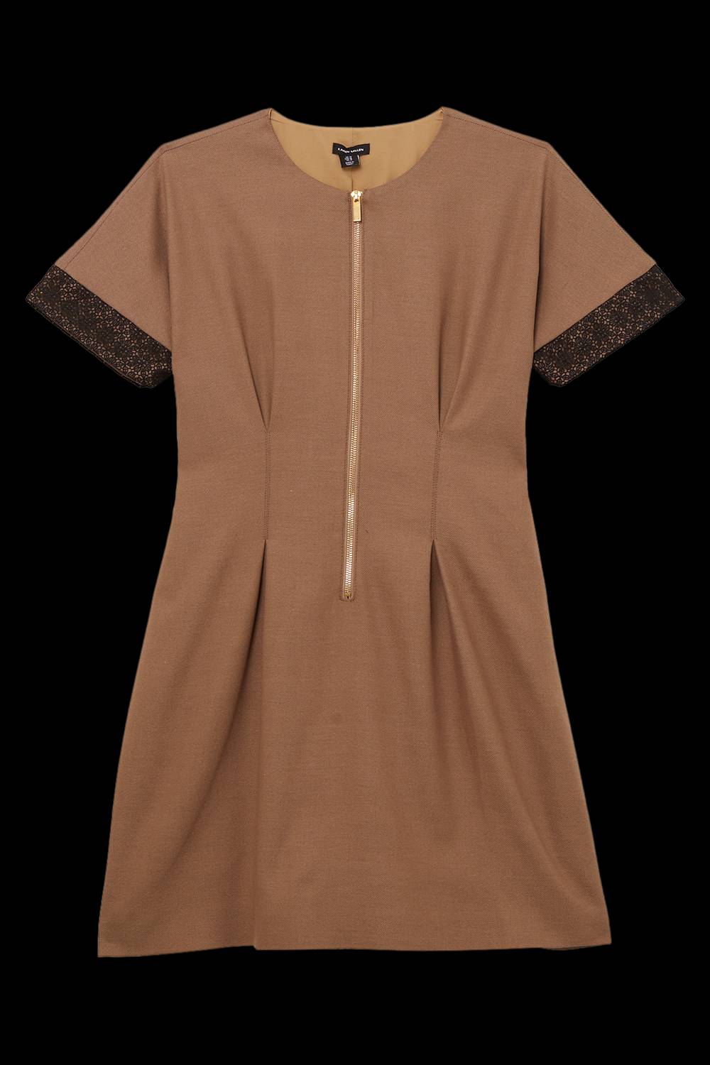 KarenMillen Robe mini grande taille sur mesure en sergé et mélange de dentelle à zip frontal