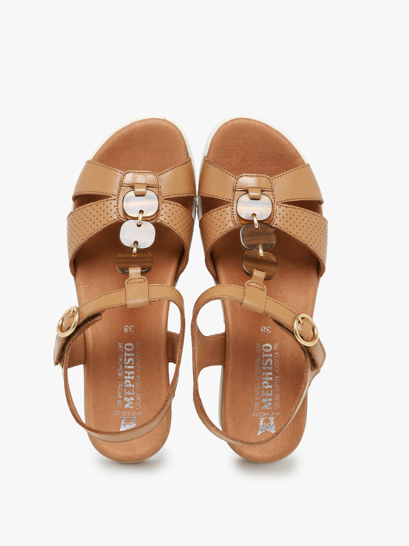 Sandales talon compens en cuir MEPHISTO