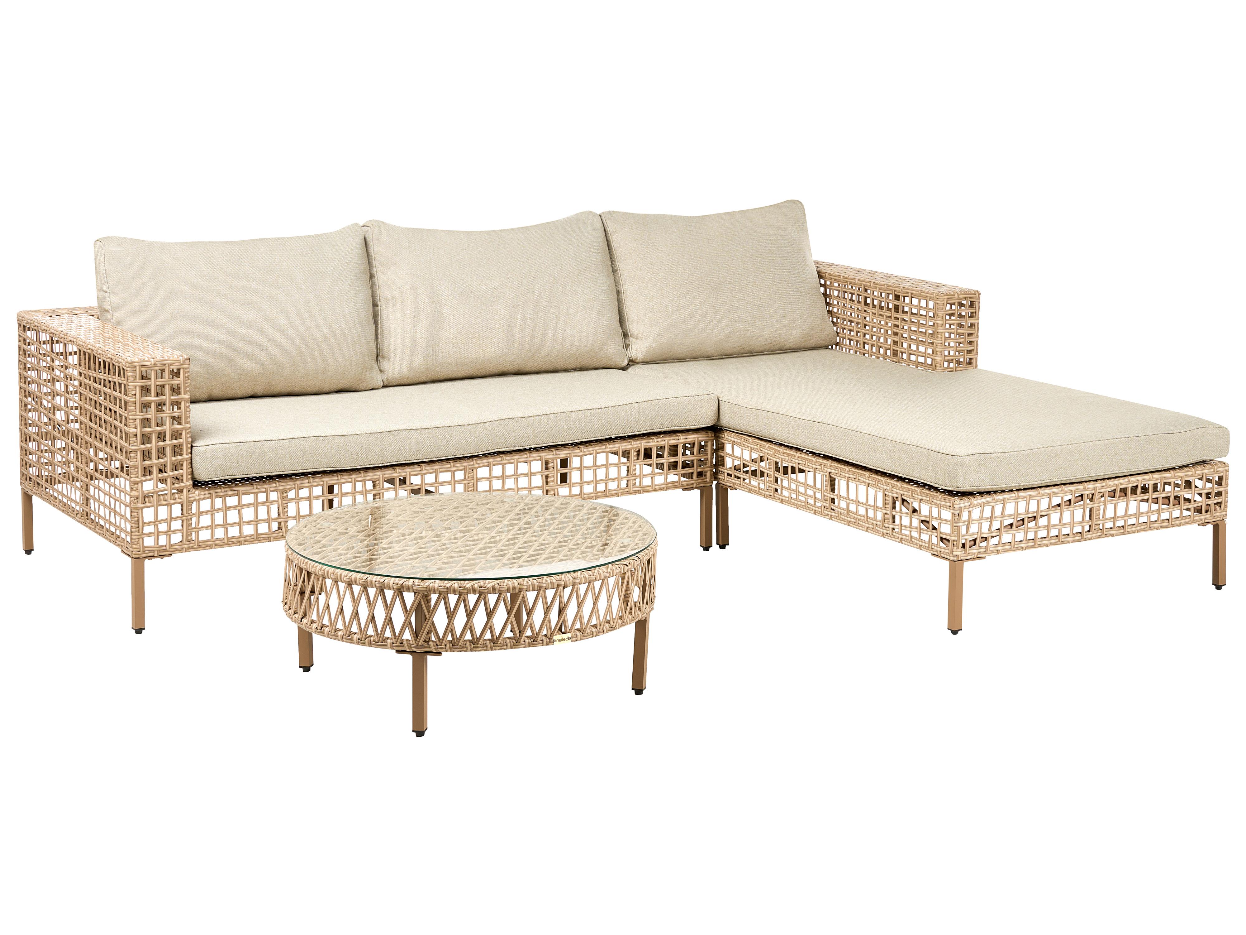 Loungeset met tafel 4-zits CALASETTA linkszijdig PE rotan Beige