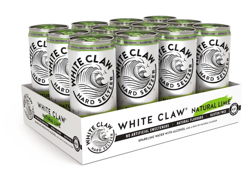 White Claw Hard Seltzer Natural Lime 12 x 0.33 l Mixgetränk aus kohlensäurehaltigem Mineralwasser, Vodka und Zitronenaroma