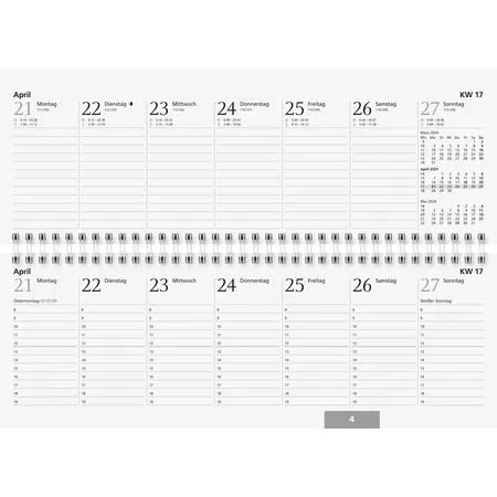 BRUNNEN Wochenkalender Tischkalender blau 2024 Blattgröße 29,7 x 10,5 cm