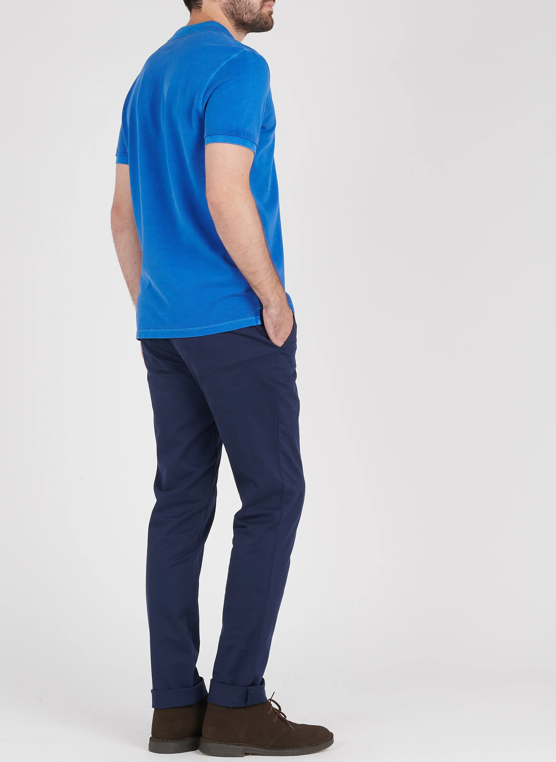 Polo regular-fit brodé en coton piqué | Bleu
