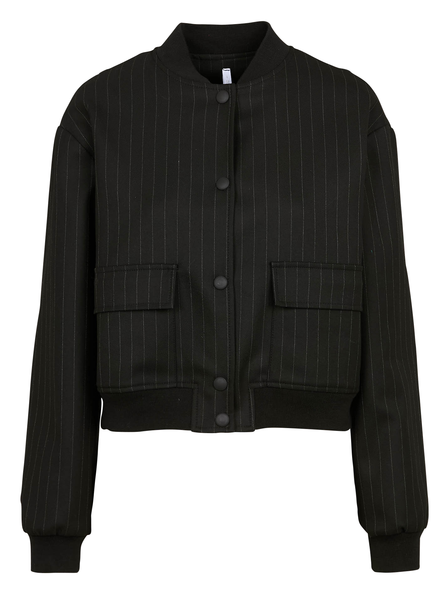 Blouson col rond à rayures | Noir