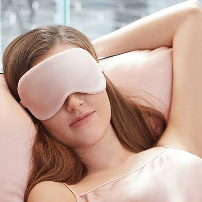 (Ø20cm) Elastische Augenmaske Satin Schlafmaske Licht Blockierende Nachtmaske Augenbinde - Schwarz