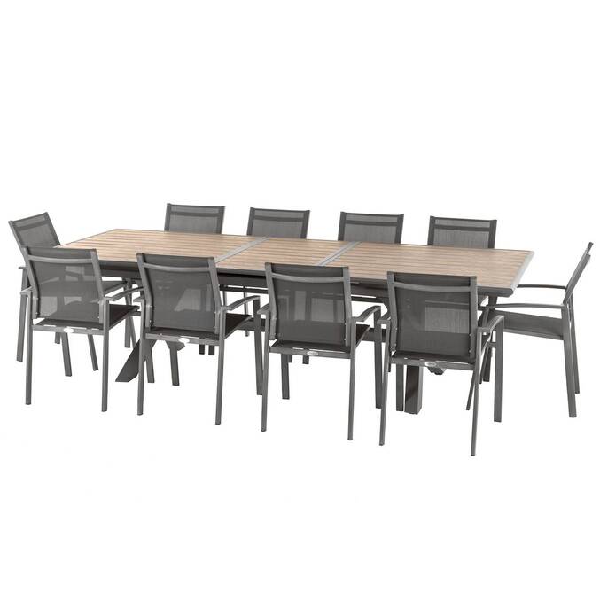 Table de jardin extensible AXIOME Effet bois Honey & Praline