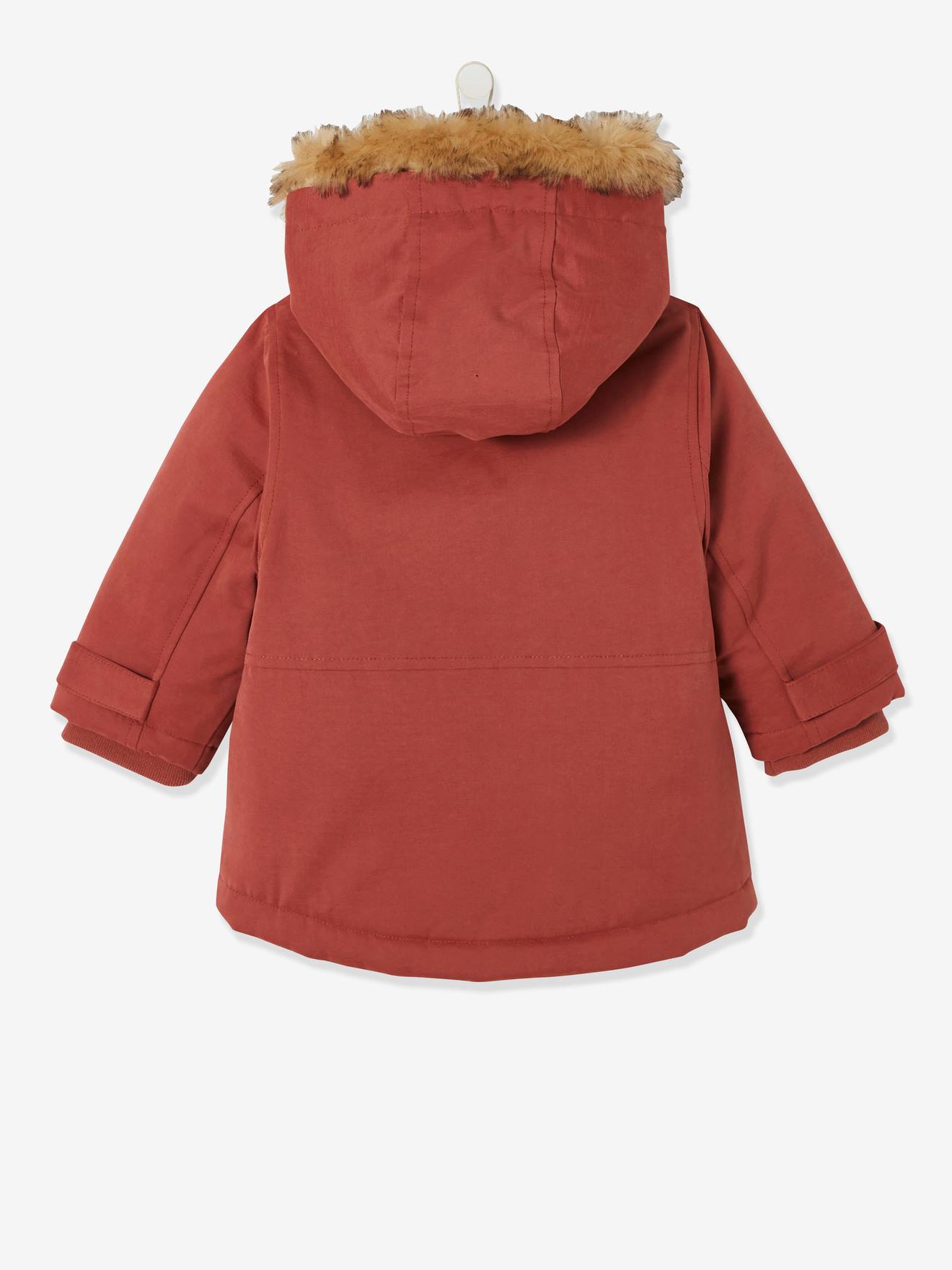 Parka com capuz para bebê menina, lisa, tamanho médio, vermelha
