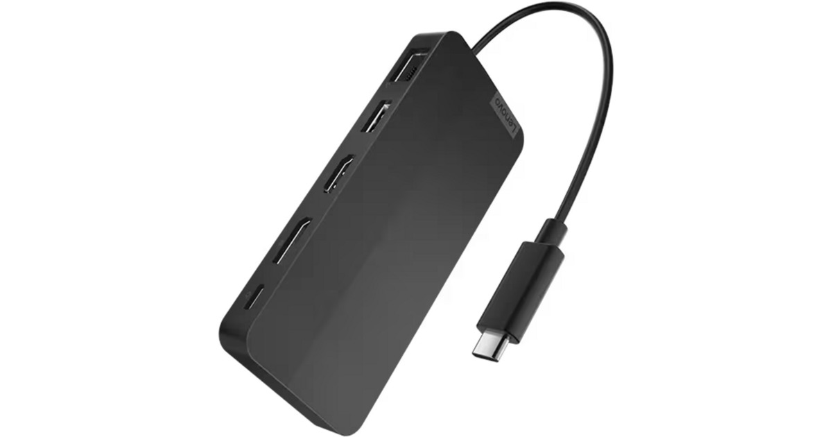 LenovoUSB-C-Travel Dock voor 2 schermen (met adapter) dockingstation  (Zwart)