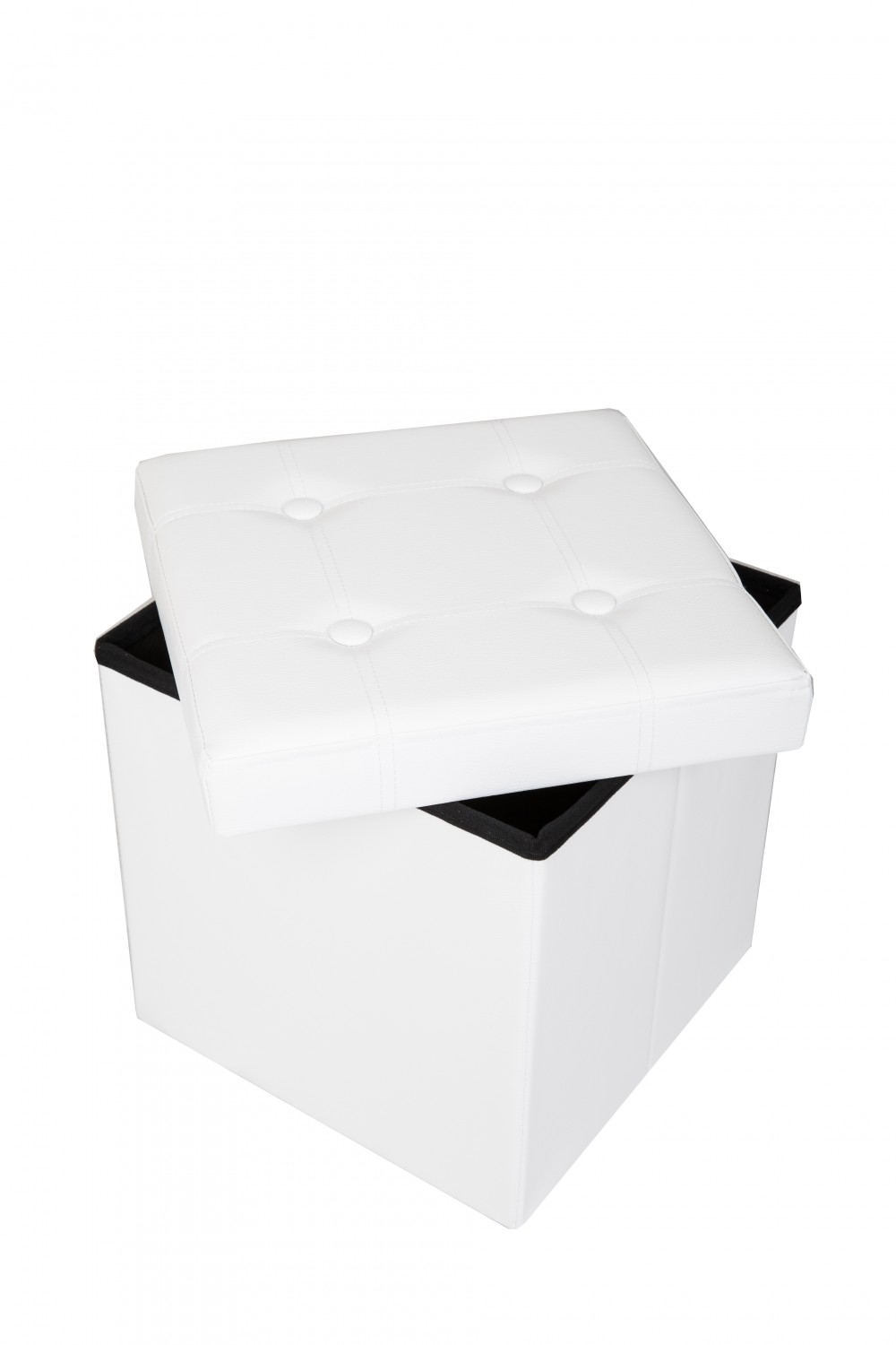 Sitzwürfel Leder BEN 38 x 38 cm weiss