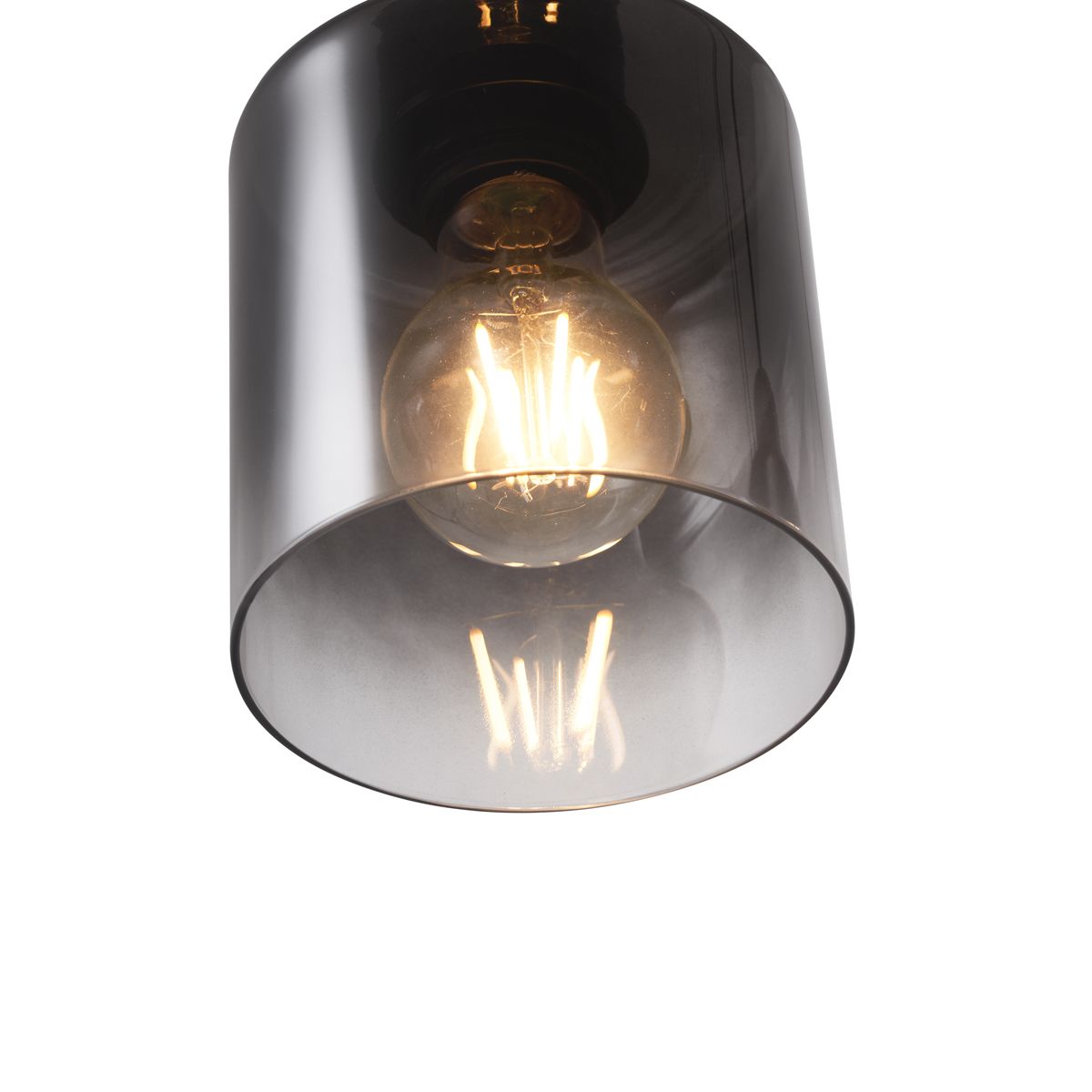 Moderne hanglamp zwart met smoke glas 4-lichts - Dame
