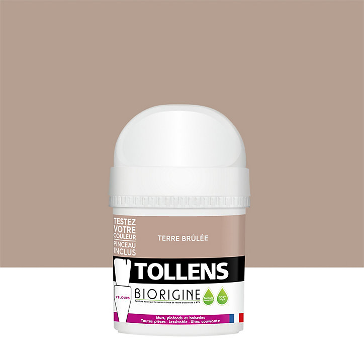 Testeur de peinture murs et plafonds Biorigine Tollens velours terre brulée 50ml