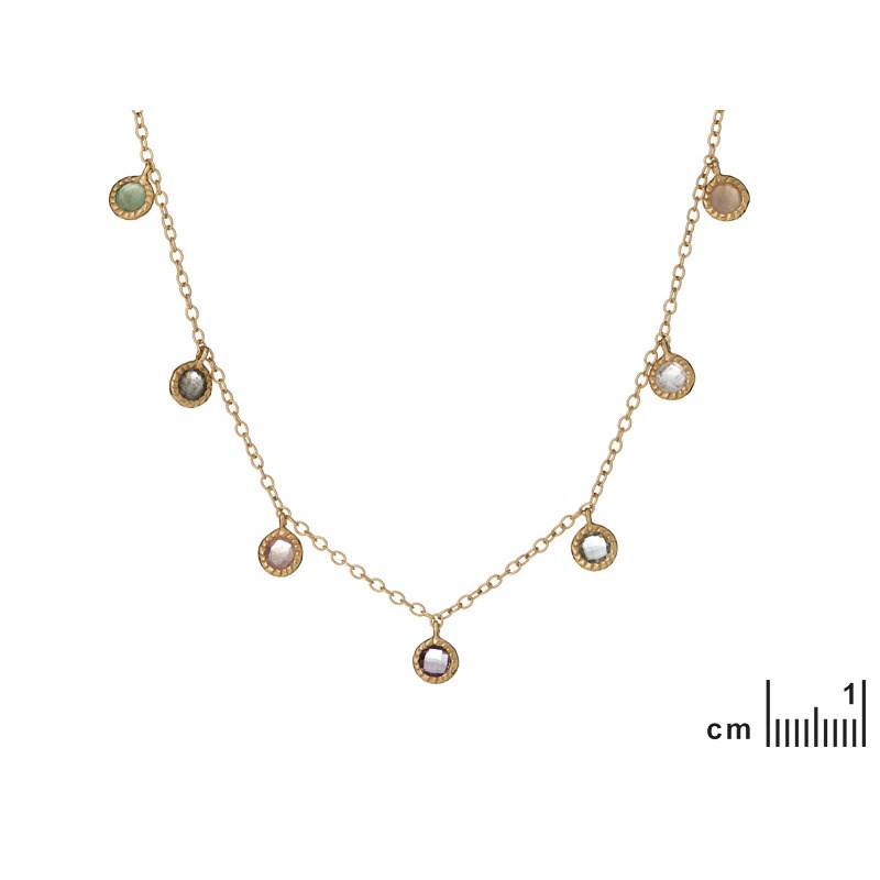 COLLIER PIERRES NATURELLES ARGENT DORE