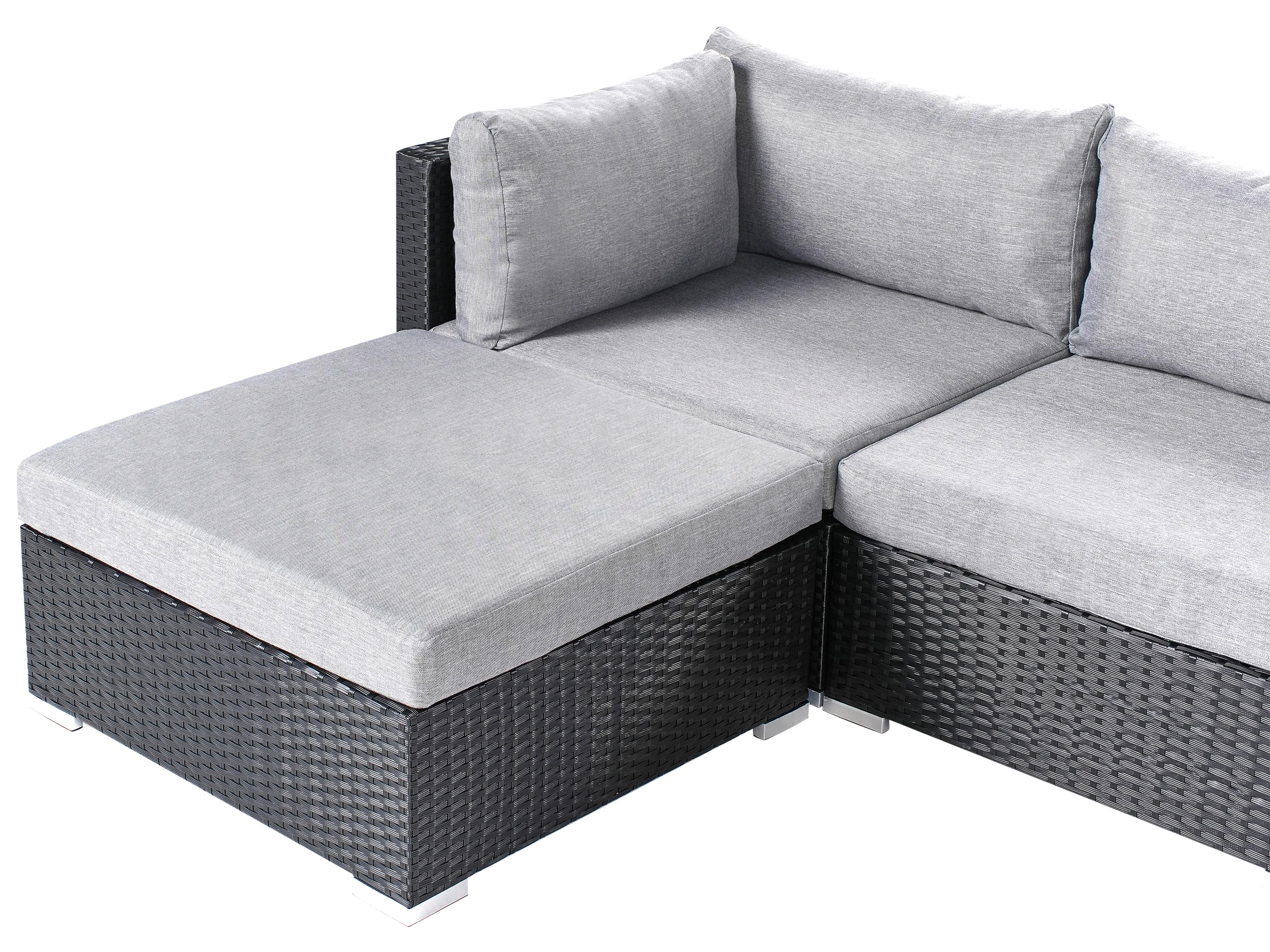 Tuin hoekloungeset met tafel 4-zits SANO rechtszijdig PE rotan Zwart