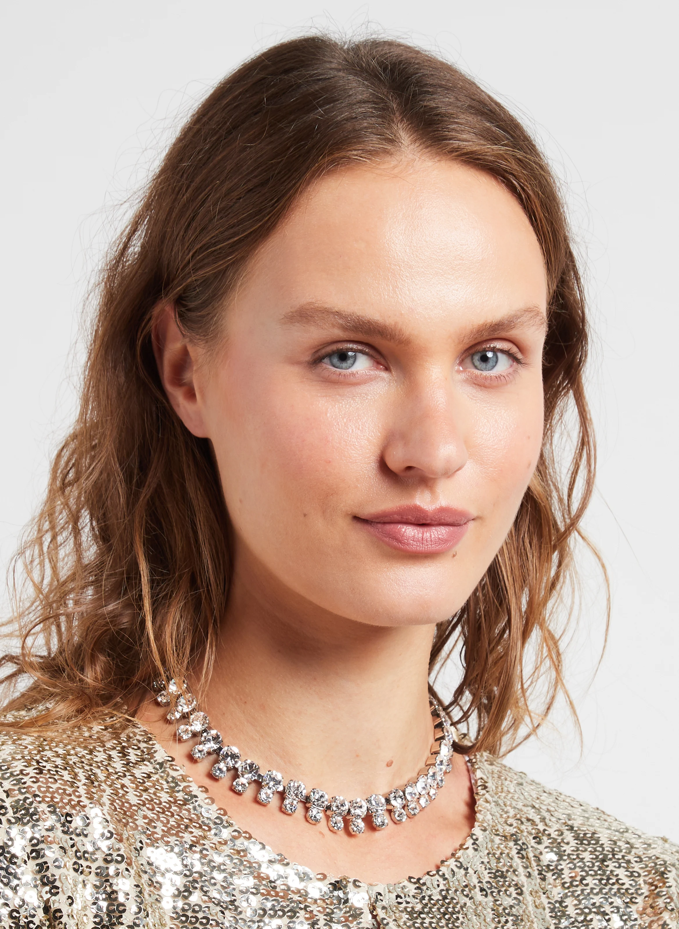 Collier ras de cou cristaux | Blanc