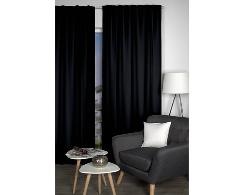 Blacky gordijn met universele band, zwart, 135 x 245 cm, brandvertragend