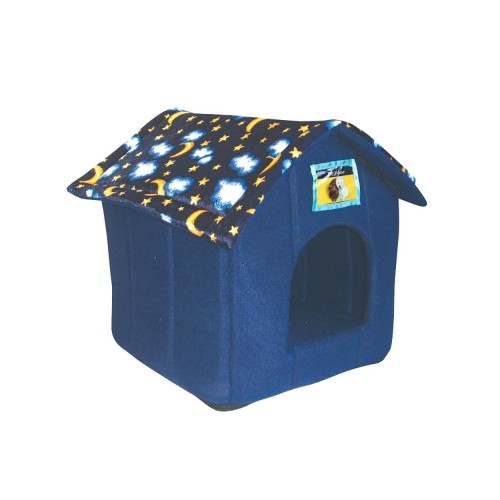 Caixa de transporte/gaiola azul para animais de pequeno porte.